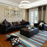 现代简约客厅沙发茶几条纹地毯 卧室满铺满铺手工晴纶地毯可定制