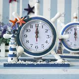 卧室装饰台钟客厅木质钟表桌面摆件地中海风格欧式海舵钟表