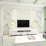 3D立体浮雕蝴蝶花电视背景墙墙纸壁画客厅无纺布壁纸壁布现代简约