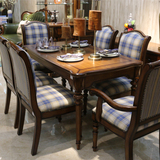 欧式实木餐桌 1.4米餐桌椅组合 吃饭桌椅 美式餐厅家具 用餐家具
