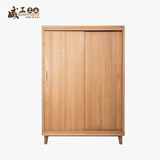 特价现代简约实木衣柜橡木卧室宜家环保推拉门衣橱日式原木储物柜