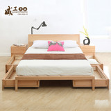 特价全实木床1.8米1.5米双人床简约现代婚床宜家榻榻米橡木储物床