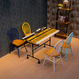 欧式创意铁艺实木餐椅西餐厅奶茶店甜品店咖啡馆酒吧桌椅组合包邮