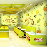 甜品店水果店墙纸超市饮品店装修背景个性手绘蔬菜壁画奶茶店壁纸