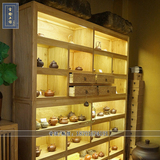 免漆老榆木精品展柜 新中式实木陈列柜展示柜瓷器茶具珠宝古典柜
