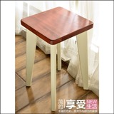 塞尔玛纯实木家具时尚创意彩色美式板凳家用茶几餐桌凳方凳高凳