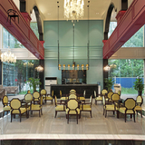 新中式古典餐椅 售楼处实木洽谈椅 酒店咖啡厅茶楼布艺软包休闲椅