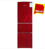 MeiLing/美菱 BCD-206L3BN三门家用冰箱红色钢化玻璃面板206升