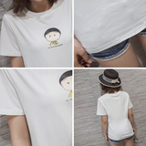 韩国代购学生闺蜜纯棉宽松打底衫 可爱小丸子卡通印花短袖女式T恤