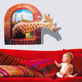 长颈鹿3d墙贴客厅电视背景墙壁贴纸创意装饰可移除立体效果墙贴