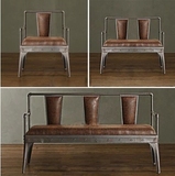 美式loft复古铁艺软皮沙发椅酒吧椅双人客厅椅沙发椅休闲椅组合装