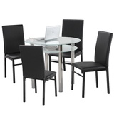一桌四椅钢化玻璃餐桌白色双层小户型家用吃饭桌简约现代休闲桌椅