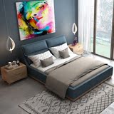 北欧实木布艺床可拆洗小户型1.8米双人床1.5米婚床软床榻榻米卧室
