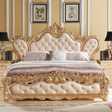 唯家居品欧式床法式床实木大床香槟金色真皮大床1.8米双人床婚床