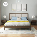 北欧日式全实木床1.8米1.5现代简约白蜡木软靠床小户型卧室家具