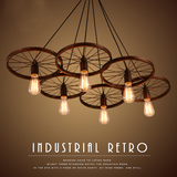 新款loft创意个性复古 工业吊灯餐厅吧台美式乡村铁艺车轮灯特价