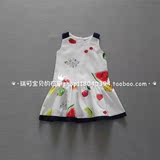 2016夏欧美外贸雪纺女童水果图案连衣裙  童装背心公主裙