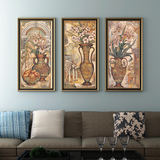静物花瓶 美式复古风格客厅装饰画沙发背景墙壁画三联画竖幅挂画