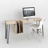欧美创意铁艺实木电脑桌个性宜家台式loft办公书桌简易复古老板桌