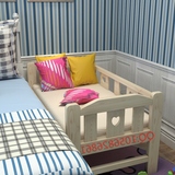 简易儿童床带护栏实木单人床加长加宽松木床架公主床宝宝拼接床