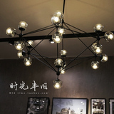 loft北欧美式乡村工业风格复古麻绳吊灯个性创意玻璃球魔豆餐厅灯