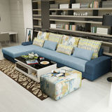 简约现代客厅亚麻布艺沙发组合 创意贵妃转角大小户型沙发可拆洗