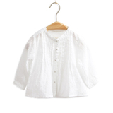 童装夏装 女童白色衬衫婴儿宝宝纯棉衣服长袖防晒衣儿童薄外套