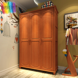 儿童衣柜三门全实木衣橱3门大容量美式衣柜拉门卧室实木衣柜环保