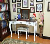 美式梳妆台简约实木化妆柜翻盖化妆台凳欧式白色梳妆桌小户型卧室