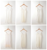 vintage复古古着孤品美国日本制浅色白色蕾丝吊带连衣裙 内衣外穿