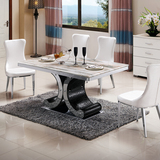 不锈钢大理石餐桌椅子组合钢化玻璃吃饭桌子简约现代新古典欧式台