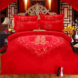 全棉大红色加厚磨毛婚庆四件套纯棉秋冬1.8m结婚床上用品床单被套