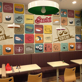 日式寿司主题餐厅墙纸 大型壁画壁纸 休闲吧饭店手绘壁纸背景墙