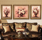 客厅装饰画 三联欧式家居挂画沙发背景墙画现代花卉卧室挂画壁画