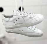 G-Turn韩版星星小白鞋纯白色星星鞋内增高做旧脏鞋子圆头系带板鞋