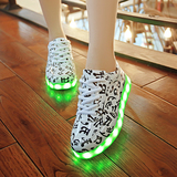 【天天特价】七彩发光鞋LED荧光鞋情侣板鞋USB充电系带男女夜光鞋