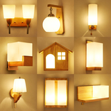 现代床头个性壁灯简约创意实木LED节能卧室客厅过道走廊阳台壁灯