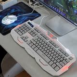 电脑有线发光键鼠套装cf lol游戏外设七彩背光机械键盘鼠标耳机jy