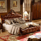 欧式床实木床1.8米双人床美式乡村田园公主床奢华卧室真皮床家具