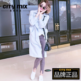Citymix2016春装新款 简约宽松纯色显瘦薄款休闲中长款风衣女外套