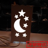 雄霸创意木质月亮星星小夜灯个性酒吧餐厅摆放装饰小台灯促销包邮