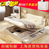 勇洁现代简约储物床板式抽屉床软包床双人床1米5床1米8可定制直销
