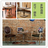 工业复古实木做旧餐桌椅组合美式橡木大小圆桌方桌酒店咖啡厅餐桌