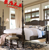 美式床美式乡村双人床实木四柱床架子床柱子床美式卧室家具定制