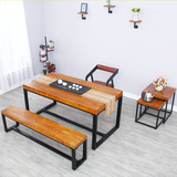 美式铁艺餐桌实木桌子复古做旧简约茶几休闲咖啡办公会议桌椅组合