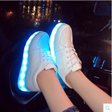 潮流鬼步舞鞋子LED七彩发光鞋男女荧光夜光板鞋USB充电闪光灯光鞋