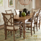 美式乡村实木桌子长方形餐桌 欧式雕花仿古复古餐桌餐椅组合定制
