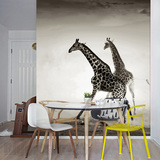 现代简约长颈鹿壁纸玄关客厅卧室背景墙纸大型3d立体黑白艺术壁画