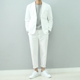 正品韩国东大门代购男士 纯色简约单排扣休闲西服外套绅士套装