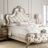 实木雕花双人床新古典法式公主床实木软包1.8婚床做旧复古欧式床